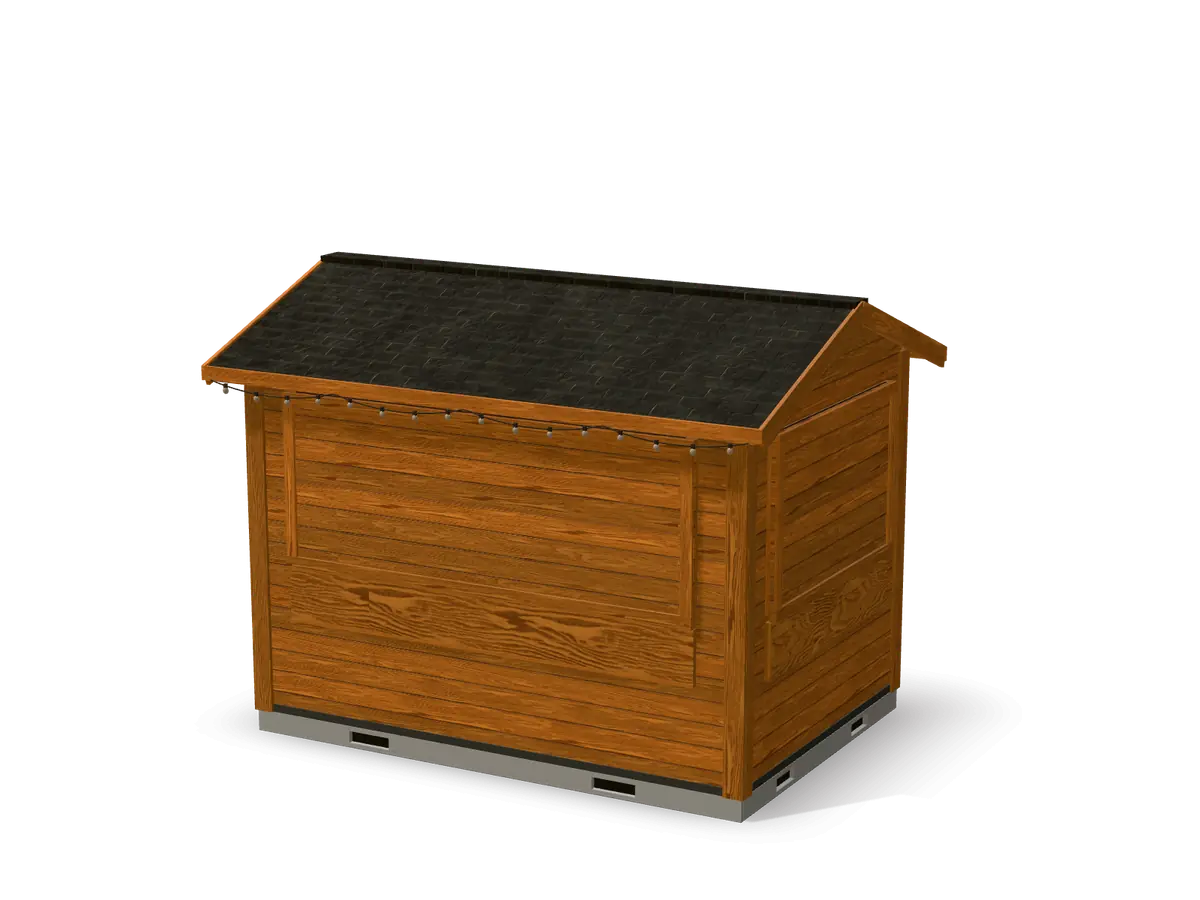 Caseta de madera plegable durante el montaje, paso 6 de 8